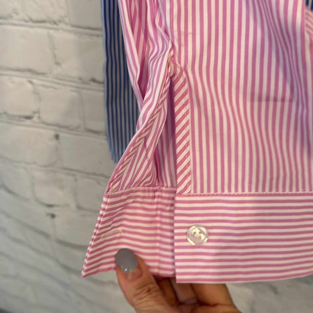 Amazon New color block pinstriped button down shirt - Picture 7 of 8